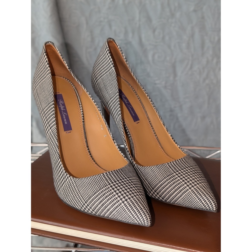 Ralph Lauren Purple Label Wool Houndstooth Pumps 40B US 9 Pointed Toe Italy